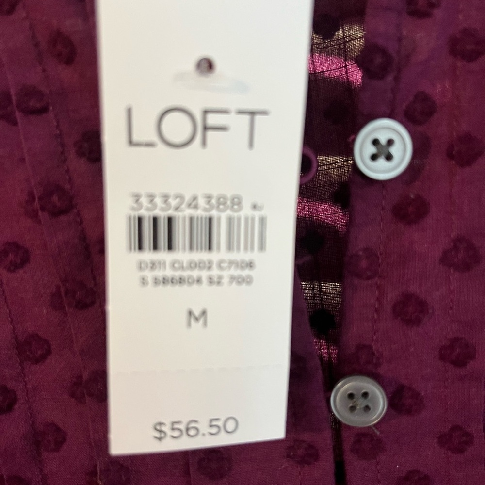 LOFT Plum Eyelet Flutter-Sleeve Tunic Top - Picture 4 of 5